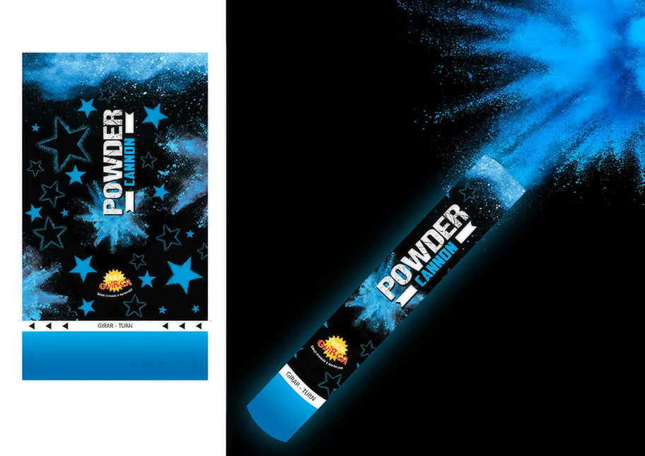 Konfettikanon blått pulver 30 cm