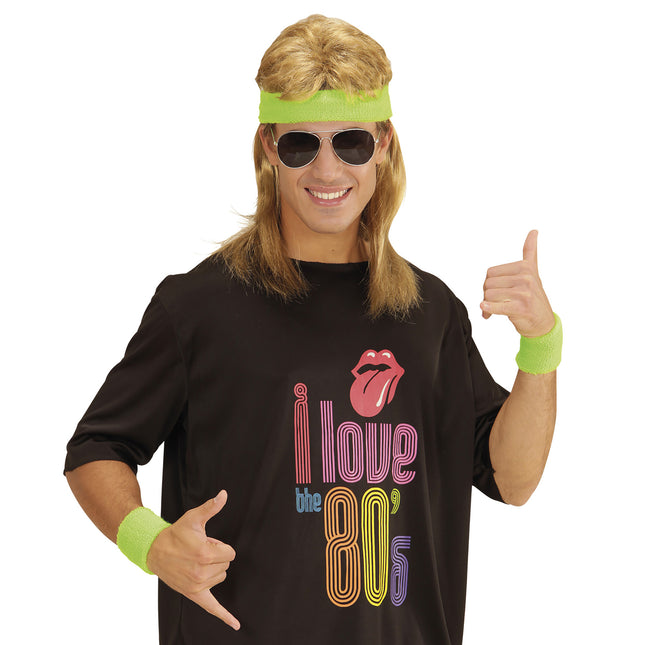 Neongröna svettband 2 delar