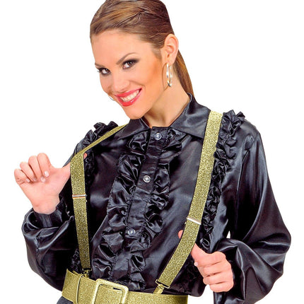 Svarta guld hängslen Glitter