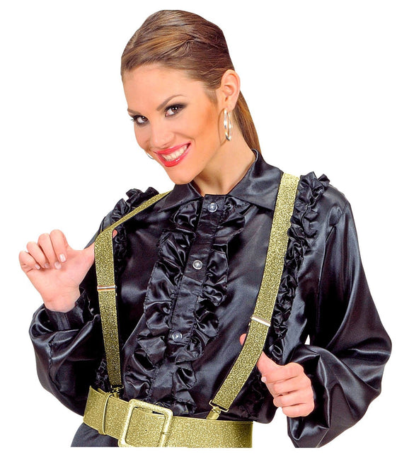 Svarta guld hängslen Glitter