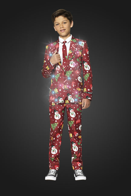 Röd kostym Jul med ljust barn