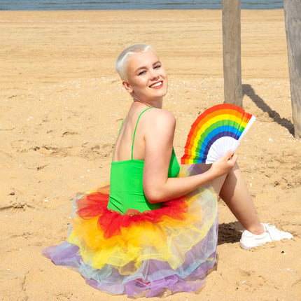 Solfjäder Rainbow Pride 23cm 6st