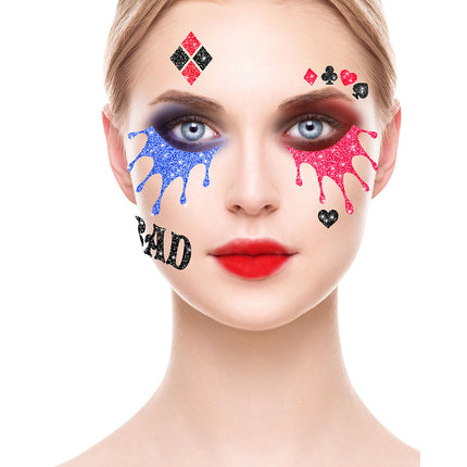 Face Stickers Harley Quinn Glitter 20cm