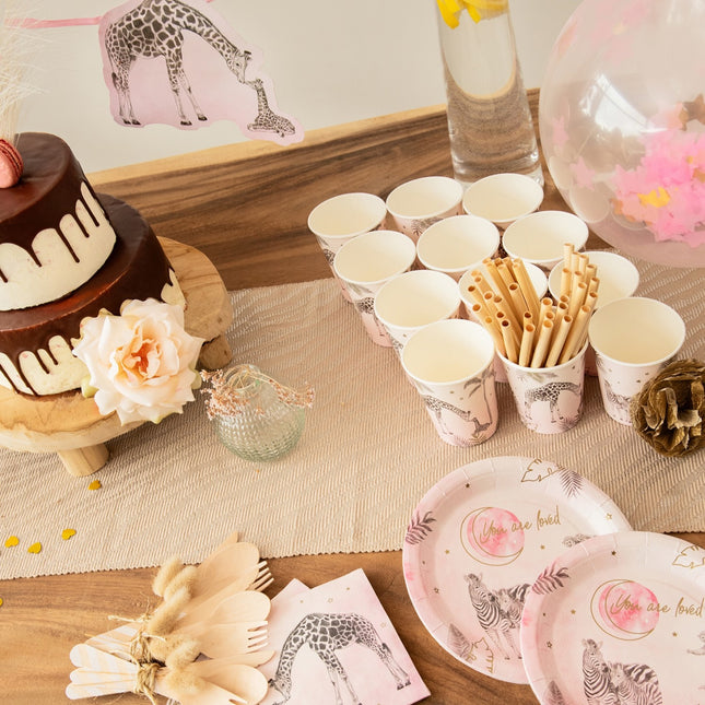 Födelsetallrikar Rosa Safari 18cm 8st