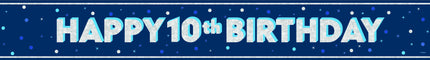 Happy Birthday-banner blå 10 år 2,74 m