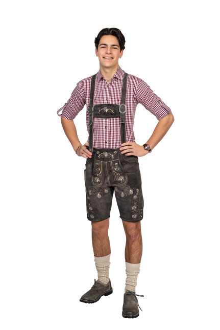 Läderhose Brun Grå Kort Antik för män