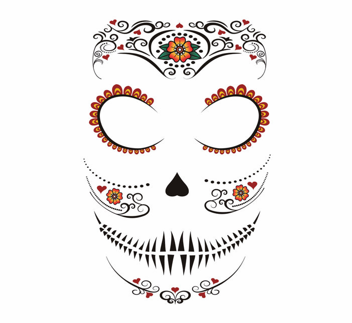 Dia De Los Muertos Ansikte Klistermärken 30x14 cm