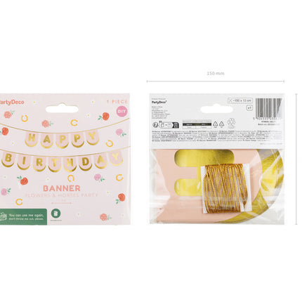 Happy Birthday Bokstavsgirlang Rosa 1,5m