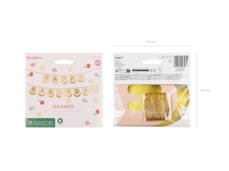 Happy Birthday Bokstavsgirlang Rosa 1,5m