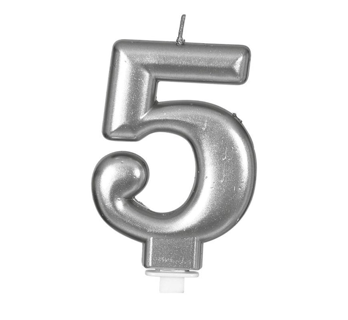 Silverljus 5 år metalliskt 8cm