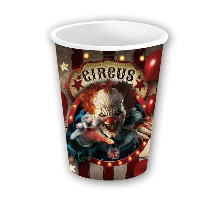 Halloween-muggar Clown 240ml 6st
