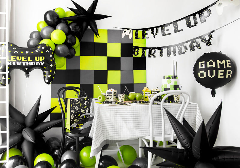 Banner för spelparty Level Up Birthday 2,5 m