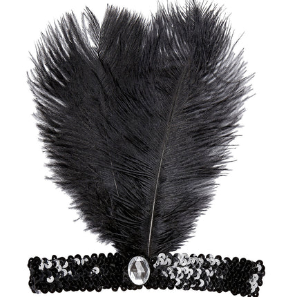 Svart pannband med fjäder