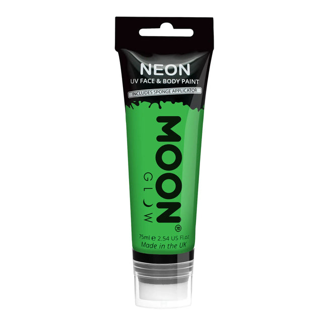 Moon Glow Neon UV Ansiktsfärg med svampapplikator Intense Green 75ml