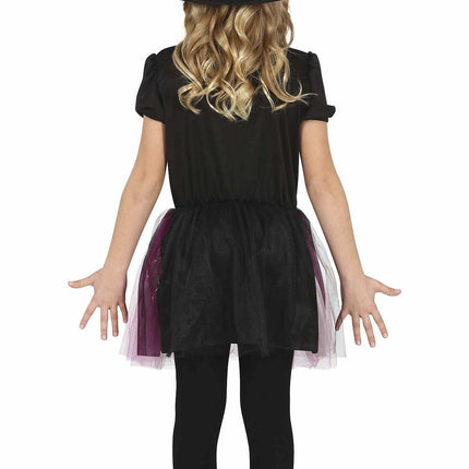 Häxa Halloween Kostym Flicka Svart Lila