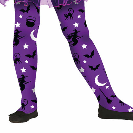 Lila Halloween Legging Häxa Barn