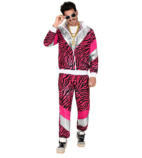 Neon 80S Träningsoverall Fault Pink Tiger Print