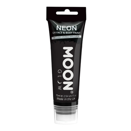 Moon Glow Neon UV Ansiktsfärg med svampapplikator Svart 75ml