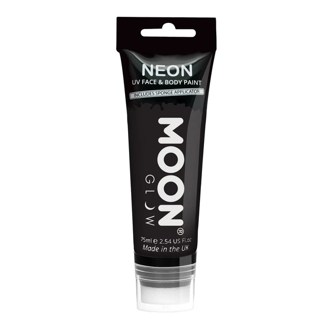 Moon Glow Neon UV Ansiktsfärg med svampapplikator Svart 75ml