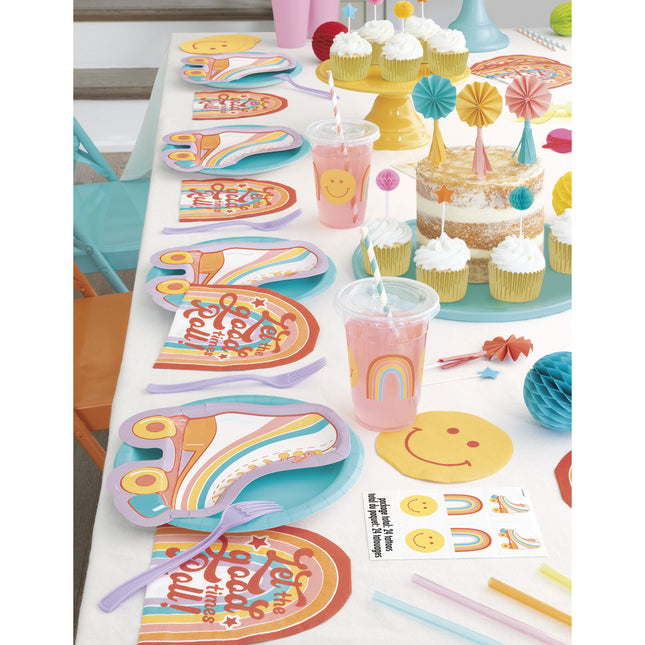 Färgade cupcake toppers Mini solfjäder med tofsar 8st