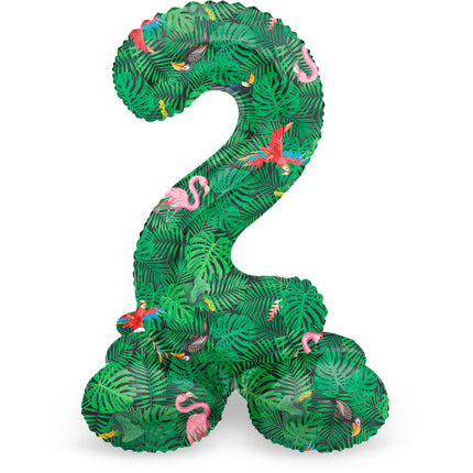Nummer Ballong 2 År Djungel Med Standard Tom 41cm