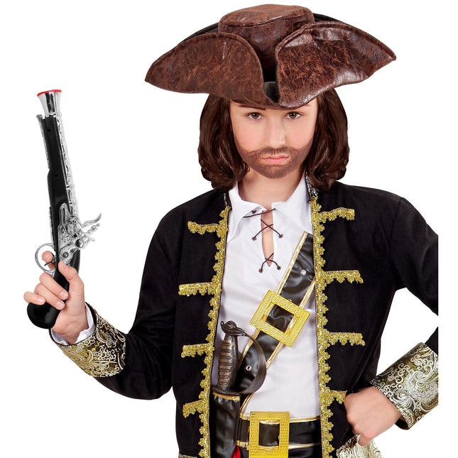 Pirat Fake Pistol Svart Silver