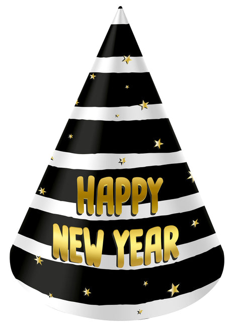 Partyhattar Happy New Year 10cm 6st