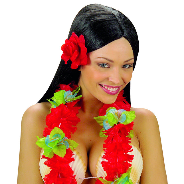 Röd hårblomma ros 10cm