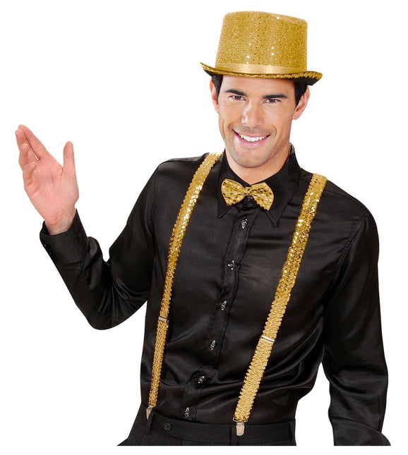 Hängslen paljetter guld