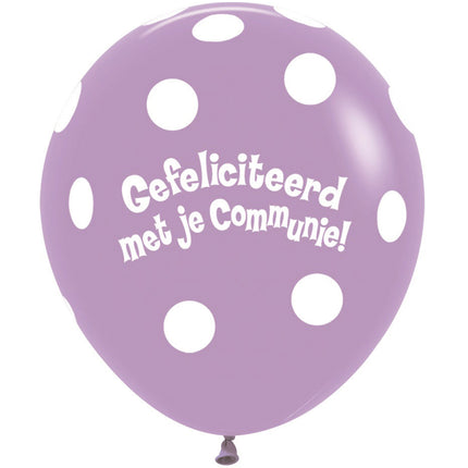 Ballonger Kommunion Polka Dots Lilac 45cm 25st