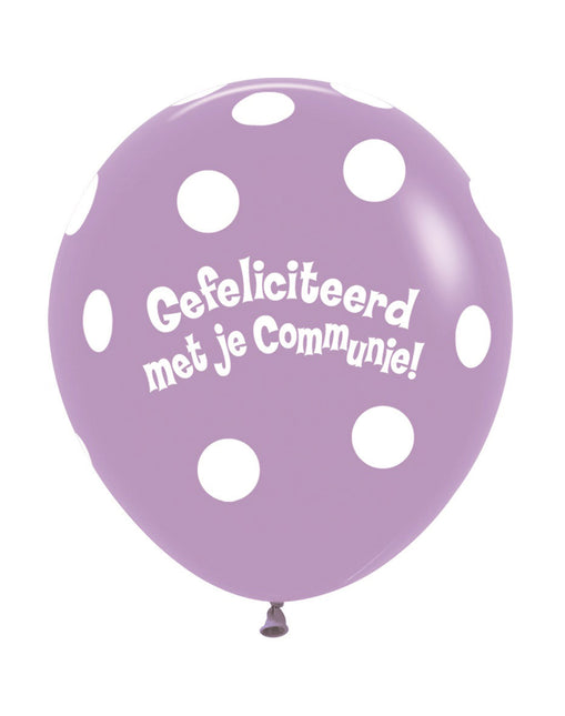 Ballonger Kommunion Polka Dots Lilac 45cm 25st
