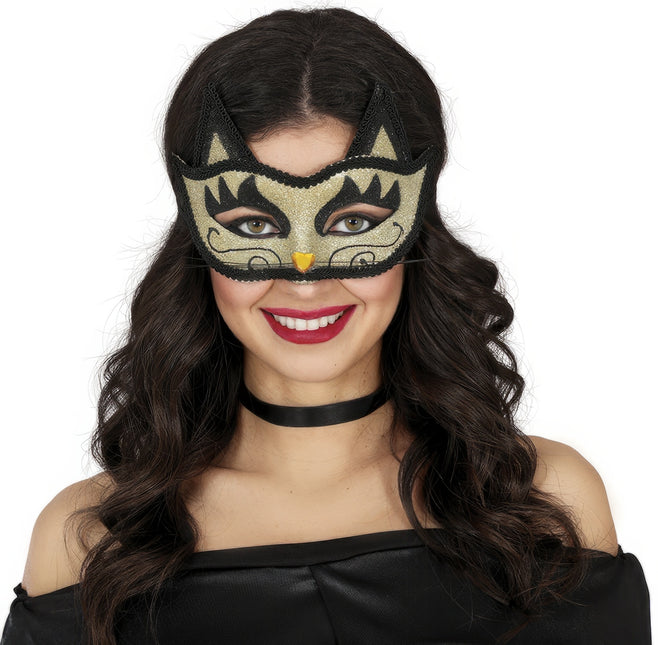 Venetiansk ögonmask Guld Katt