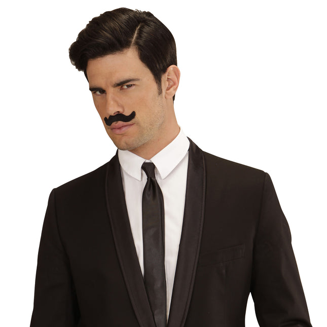 Svart falsk mustasch 7 delar