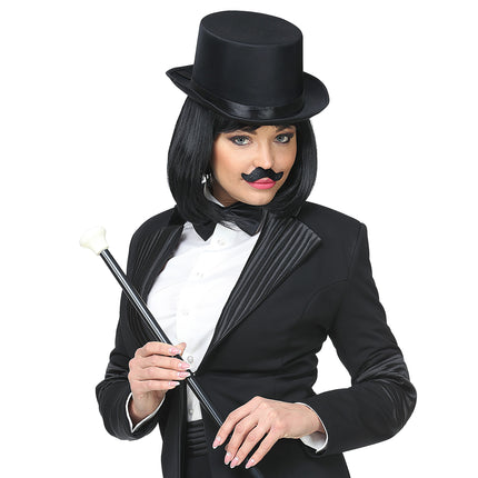 Svart falsk mustasch uppblåsbar 6st