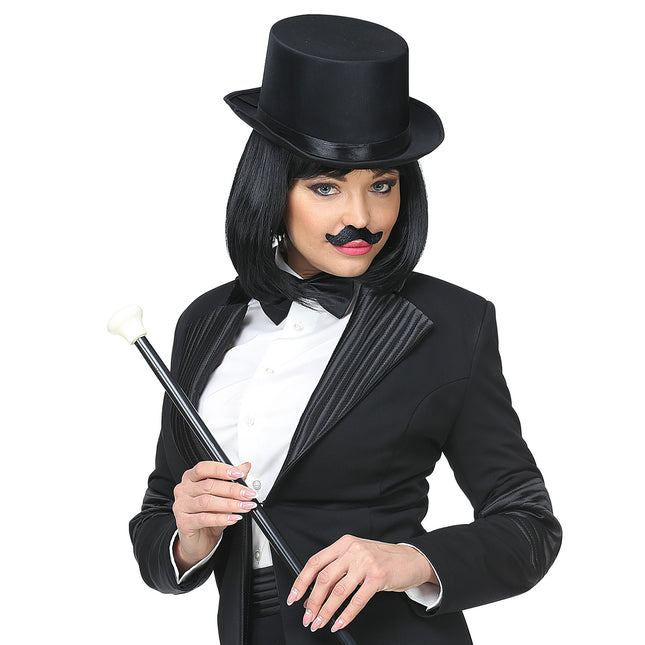 Svart falsk mustasch uppblåsbar 6st