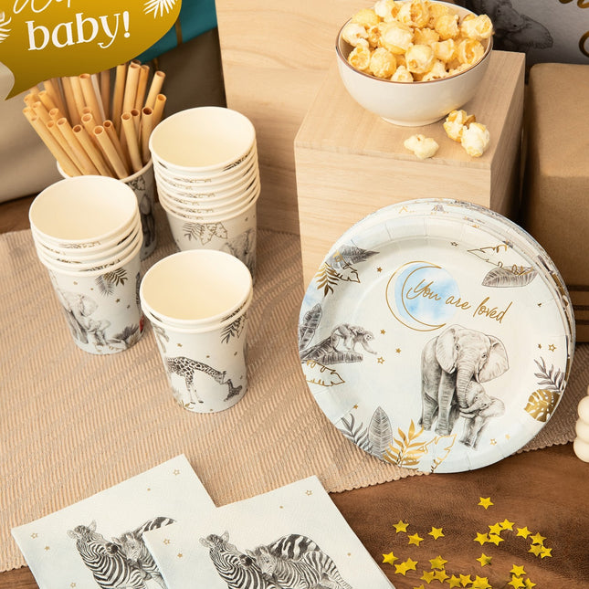 Födelse Servetter Blå Safari 25cm 20st