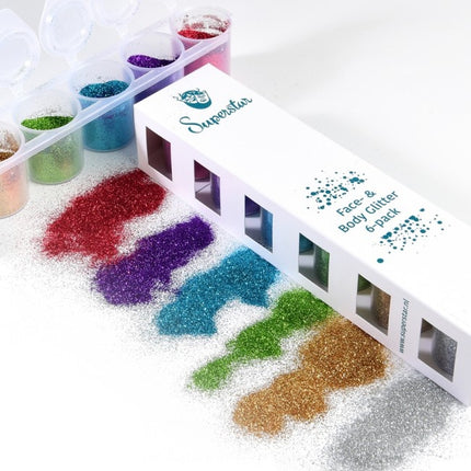 Färgade glitter Happy Fine 6st