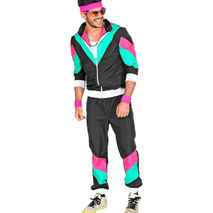 Neon 80S Träningsoverall Faulty Svart