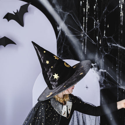 Svart Guld Halloween Häxhatt