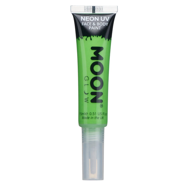 Moon Glow Neon UV Ansiktsfärg med pensel och applikator Intense Green 15ml