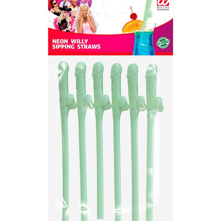 Sugrör Dick Glow In The Dark 6st