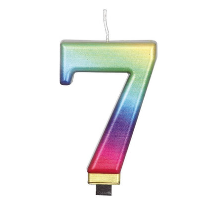 Regnbågsljus 7 år metallisk 8cm