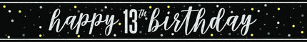 Happy Birthday-banner svart 13 år 2,74 m
