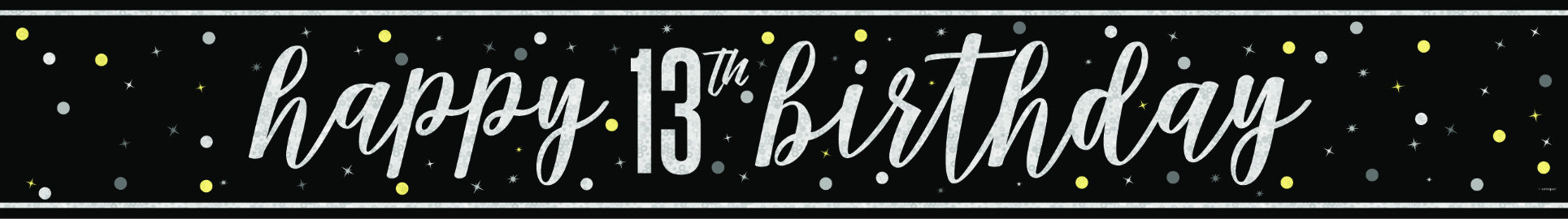 Happy Birthday-banner svart 13 år 2,74 m
