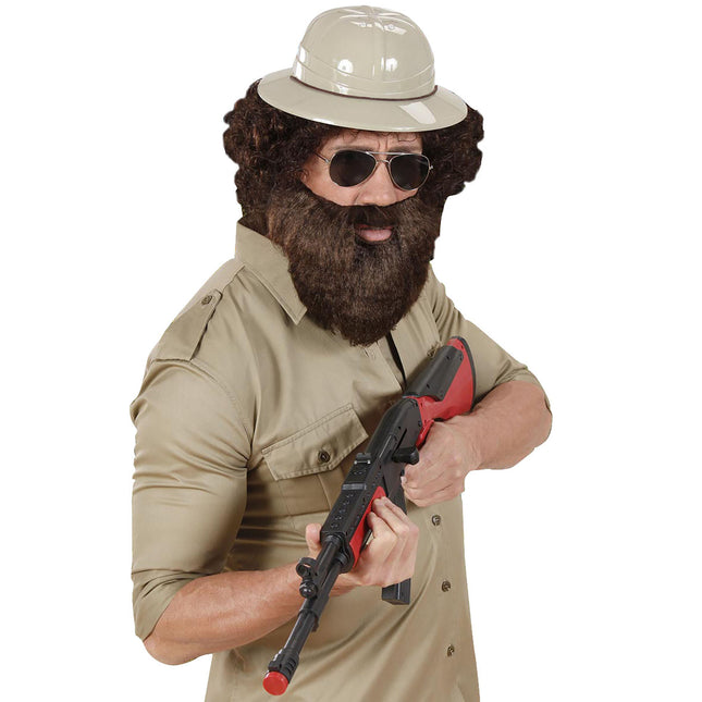 Brunt fejkskägg med mustasch