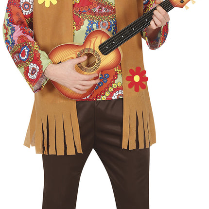 Hippie 60S Kostym Färgade Män Med Brun Väst