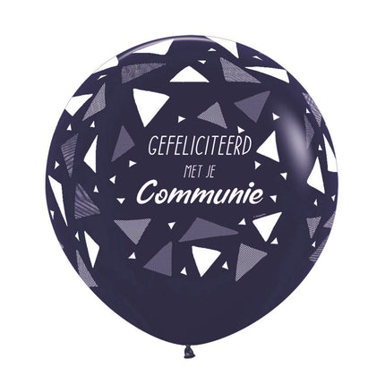 Ballonger Grattis till kommunionen Trianglar Marinblå 61cm 3st