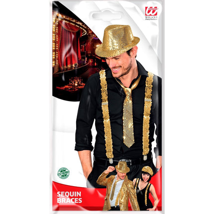 Hängslen paljetter guld