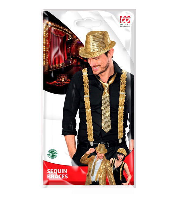 Hängslen paljetter guld