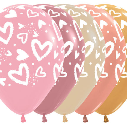 Ballonger Ljusa Hjärtan Mix 30cm 25st